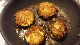 breaded eggplant ring frying