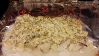 Chili and Parmesan Fish under broiler
