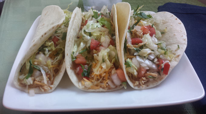 Leftover Shredded Chicken Soft Shell Tacos