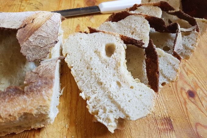 Sliced up sourdough bread
