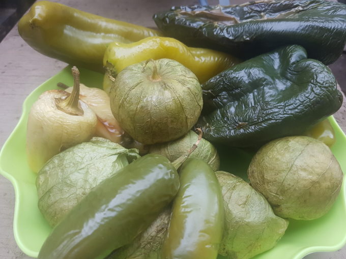 Grilled Chilies and Tomatillos