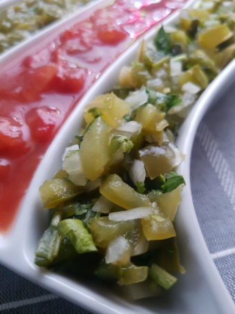 Grilled Salsa Verde Chopped with White Onions