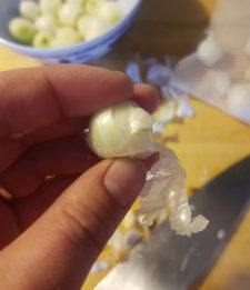 Hand Peeling Pearl Onions