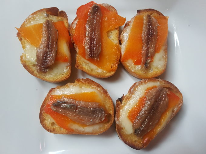 Anchovy and Roasted Red Pepper Pintxos