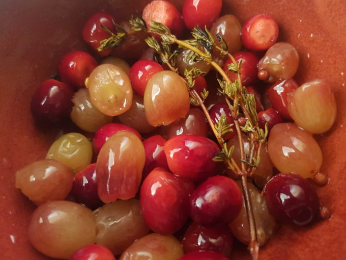 Picked Cranberries and Grapes