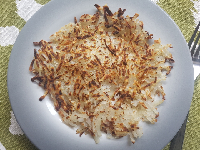 Hash browns after being fried - soaked method