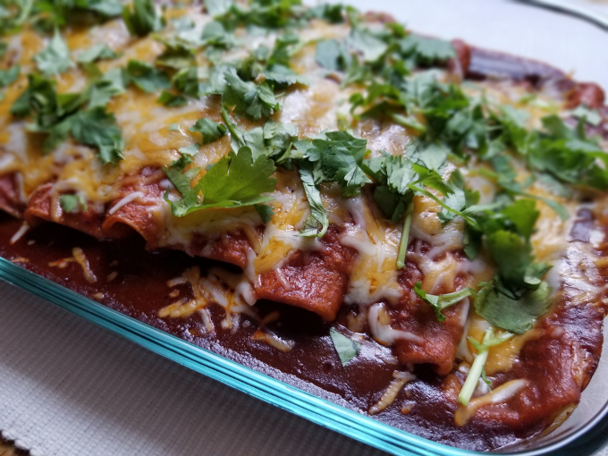 Homemade beef and cheese enchilada