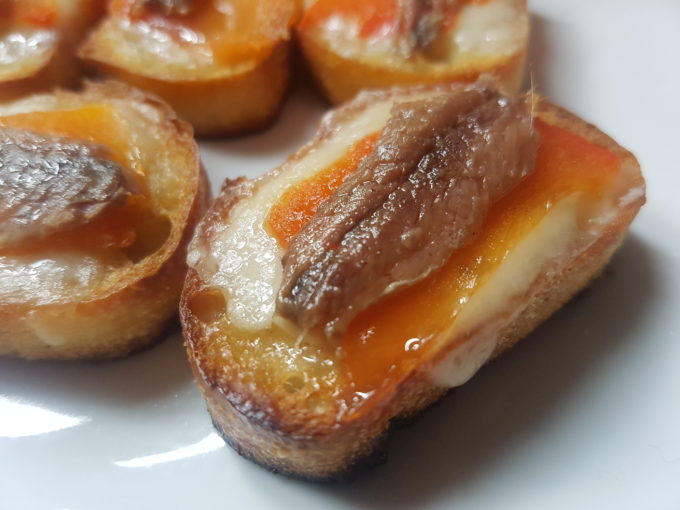 Anchovy and Roasted Red Pepper Pintxo