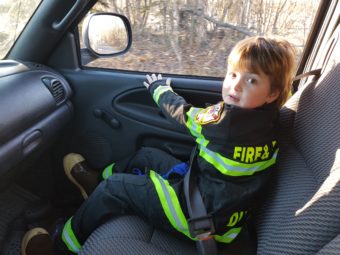 Fireman Duley in the Front Seat