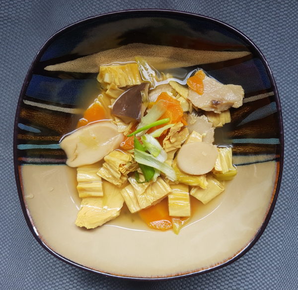 Dried Bean Curd Stick and King Oyster Mushroom Soup