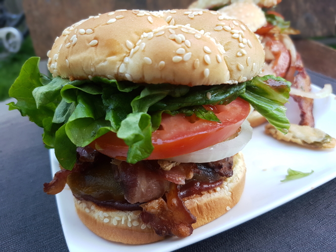 Sweet burboun barbecue bacon burger