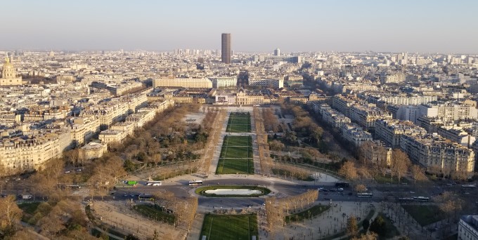 Learning to speak French: View of the Champs de Mars from the Eiffel Tower
